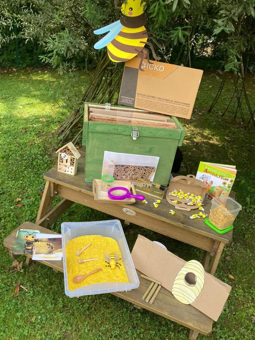 Atelier de découverte des abeilles et hôtel à insectes à la crèche de Kockelscheuer